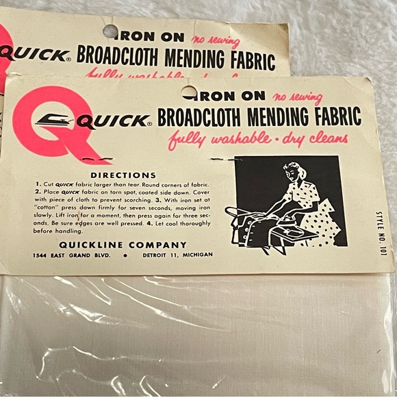 Vintage Quick Iron on Mending Fabric New set of 2 - Picture 3 of 4